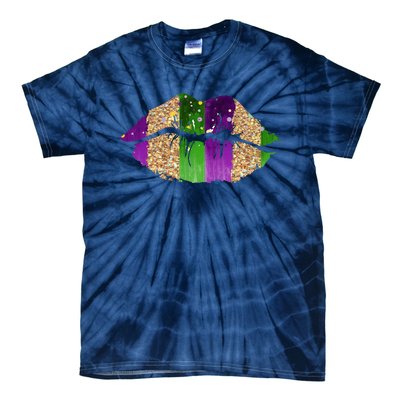 Mardi Gras Lips Celebration Tie-Dye T-Shirt