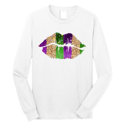 Mardi Gras Lips Celebration Long Sleeve Shirt