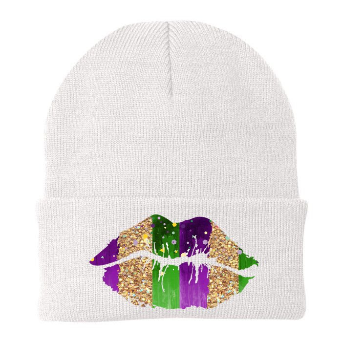 Mardi Gras Lips Celebration Knit Cap Winter Beanie