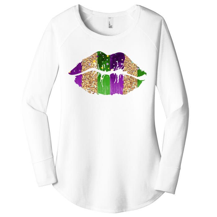 Mardi Gras Lips Celebration Women's Perfect Tri Tunic Long Sleeve Shirt