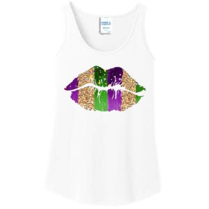 Mardi Gras Lips Celebration Ladies Essential Tank