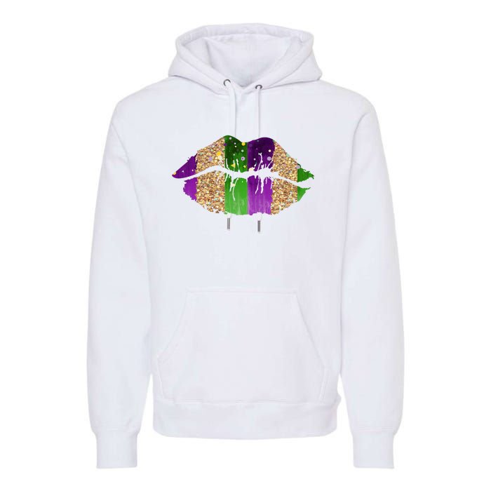 Mardi Gras Lips Celebration Premium Hoodie