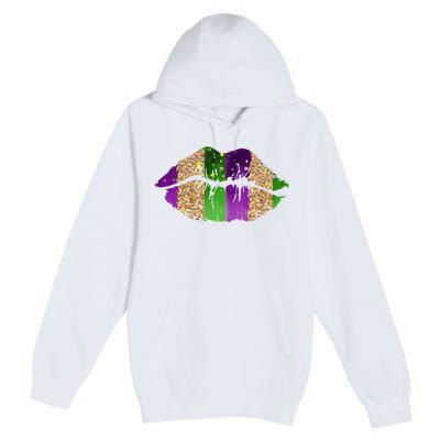 Mardi Gras Lips Celebration Premium Pullover Hoodie