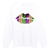 Mardi Gras Lips Celebration Premium Crewneck Sweatshirt