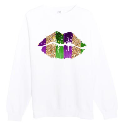 Mardi Gras Lips Celebration Premium Crewneck Sweatshirt