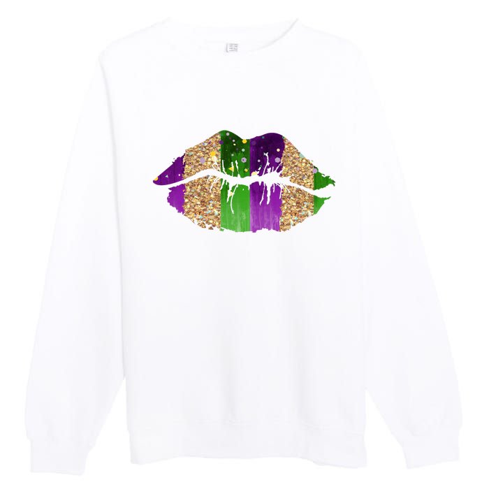 Mardi Gras Lips Celebration Premium Crewneck Sweatshirt