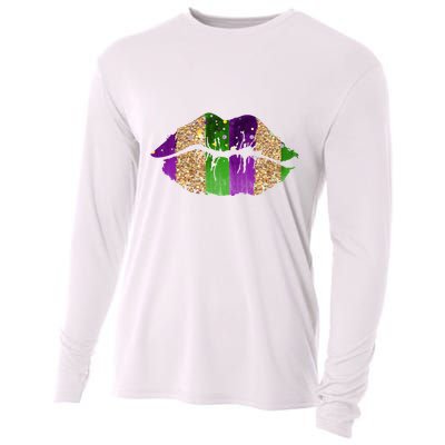 Mardi Gras Lips Celebration Cooling Performance Long Sleeve Crew