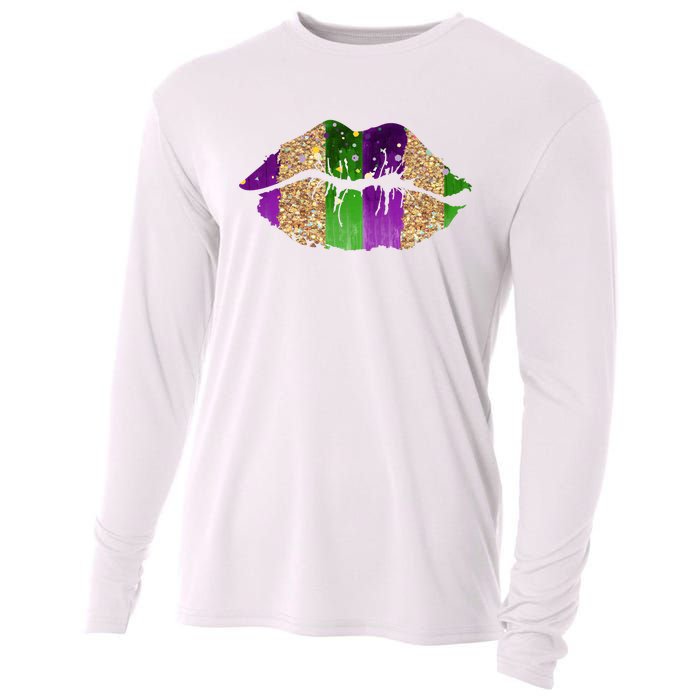 Mardi Gras Lips Celebration Cooling Performance Long Sleeve Crew