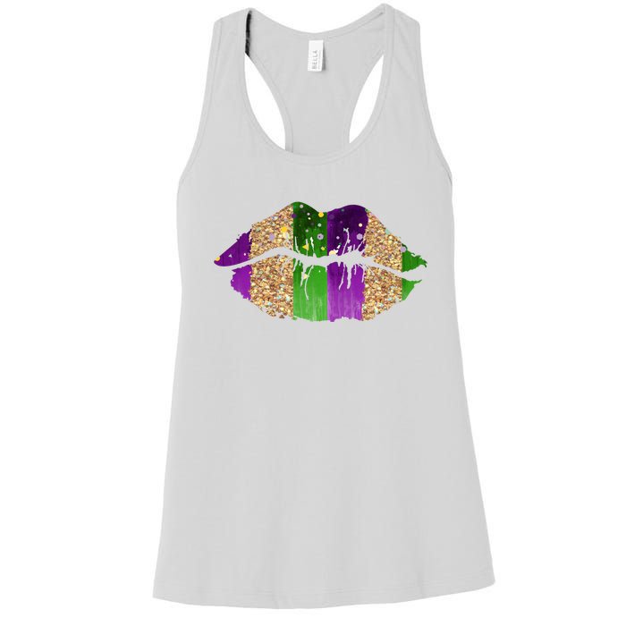 Mardi Gras Lips Celebration Women's Racerback Tank