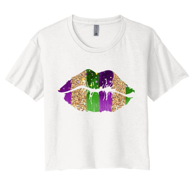 Mardi Gras Lips Celebration Crop Top