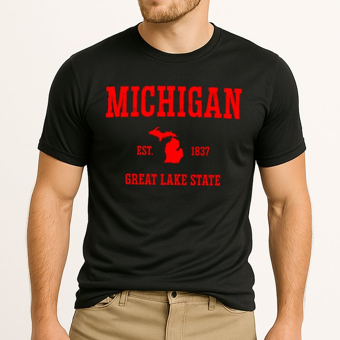 Michigan Great Lake State MI Est 1837 Cooling Performance Crew T-Shirt