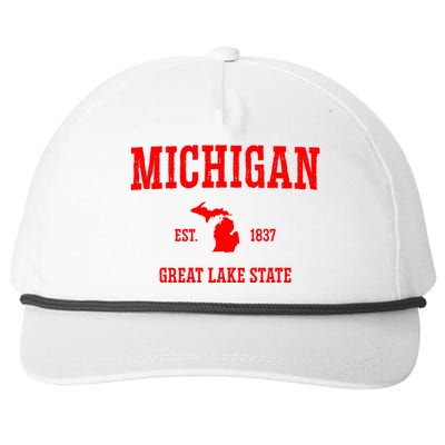 Michigan Great Lake State MI Est 1837 Snapback Five-Panel Rope Hat