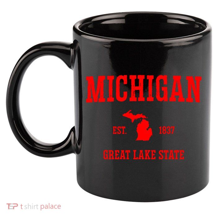Michigan Great Lake State MI Est 1837 11oz C Handle Ceramic Mug
