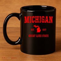 Michigan Great Lake State MI Est 1837 11oz C Handle Ceramic Mug
