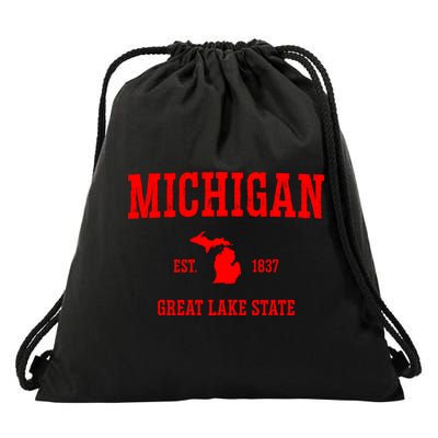 Michigan Great Lake State MI Est 1837 Drawstring Bag