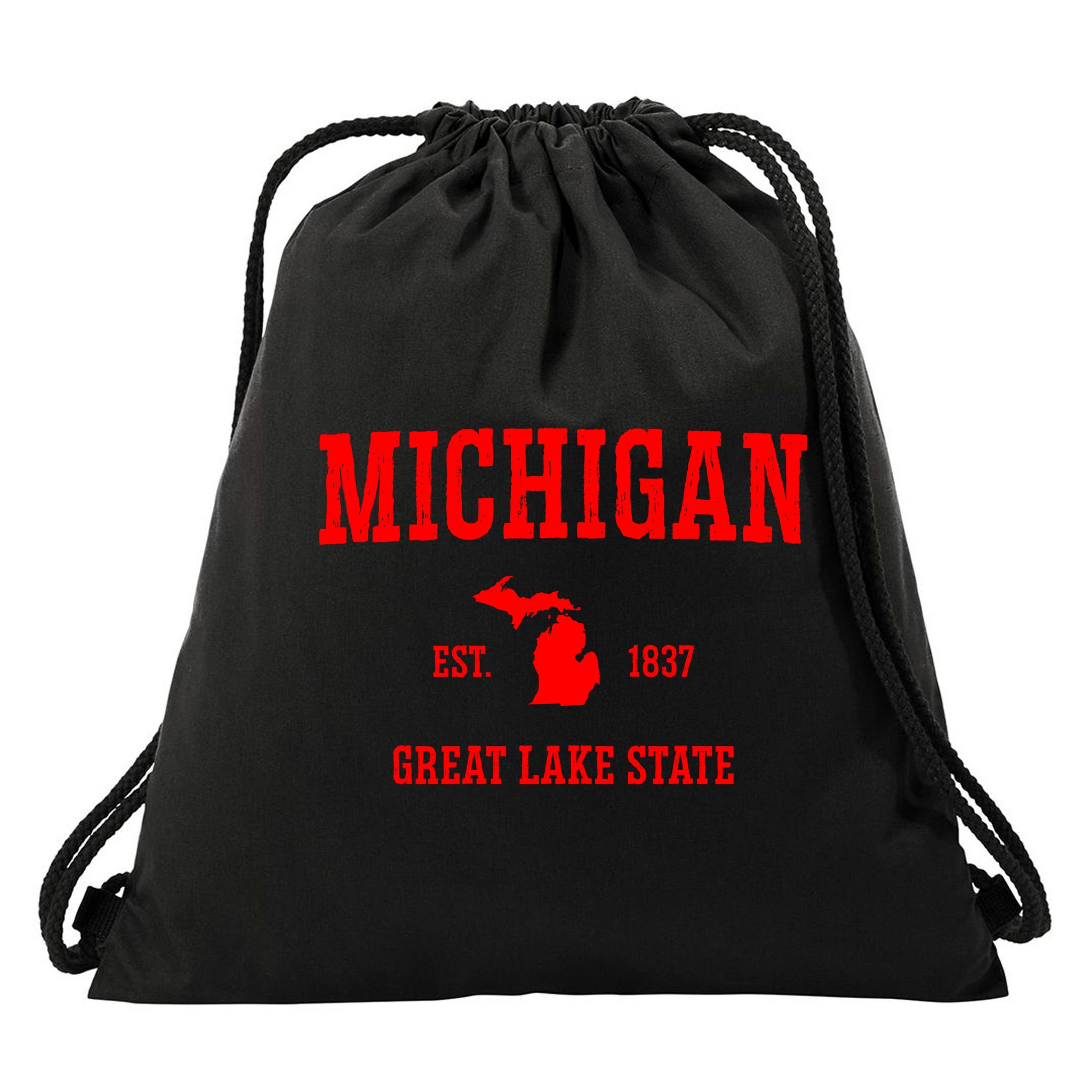 Michigan Great Lake State MI Est 1837 Drawstring Bag