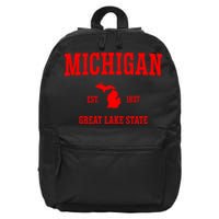 Michigan Great Lake State MI Est 1837 16 in Basic Backpack