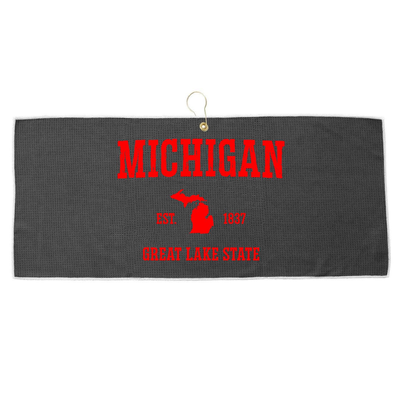 Michigan Great Lake State MI Est 1837 Large Microfiber Waffle Golf Towel