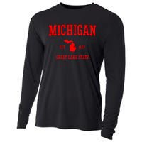 Michigan Great Lake State MI Est 1837 Cooling Performance Long Sleeve Crew