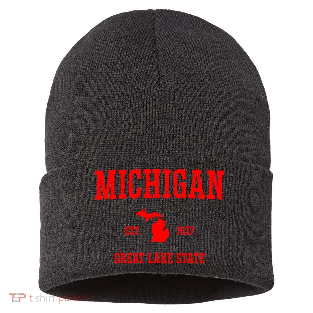 Michigan Great Lake State MI Est 1837 Sustainable Knit Beanie