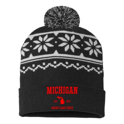 Michigan Great Lake State MI Est 1837 USA-Made Snowflake Beanie