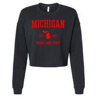 Michigan Great Lake State MI Est 1837 Cropped Pullover Crew
