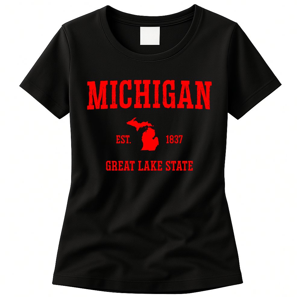 Michigan Great Lake State MI Est 1837 Womens T-Shirt