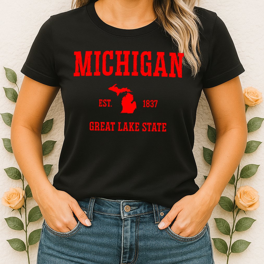 Michigan Great Lake State MI Est 1837 Womens T-Shirt