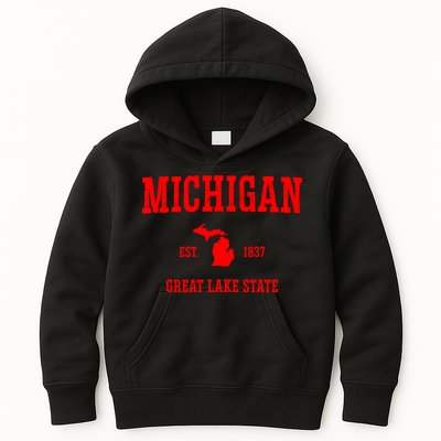 Michigan Great Lake State MI Est 1837 Kids Hoodie