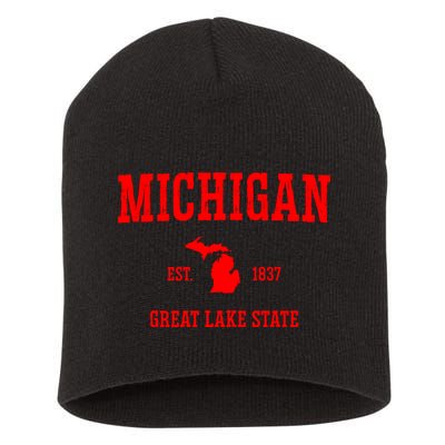 Michigan Great Lake State MI Est 1837 Short Acrylic Beanie