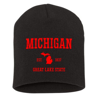 Michigan Great Lake State MI Est 1837 Short Acrylic Beanie