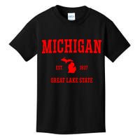 Michigan Great Lake State MI Est 1837 Kids T-Shirt
