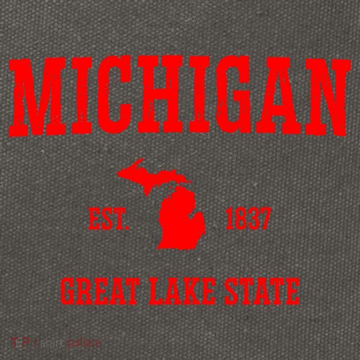 Michigan Great Lake State MI Est 1837 Cotton Canvas Backpack