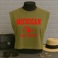 Michigan Great Lake State MI Est 1837 Garment-Dyed Women's Muscle Tee