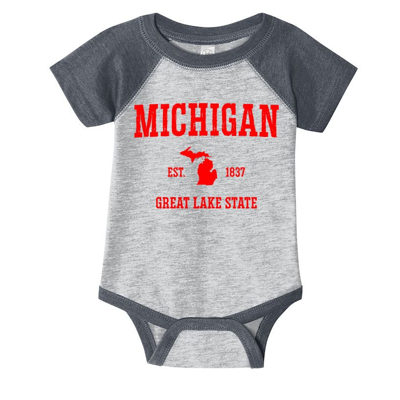 Michigan Great Lake State MI Est 1837 Infant Baby Jersey Bodysuit