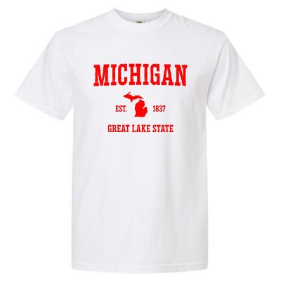 Michigan Great Lake State MI Est 1837 Garment-Dyed Heavyweight T-Shirt