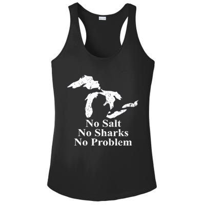 Michigan Great Lakes No Salt, No Sharks, No Problem Hoodie Ladies PosiCharge Competitor Racerback Tank
