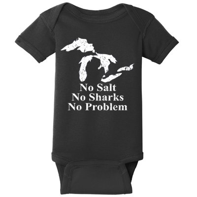 Michigan Great Lakes No Salt, No Sharks, No Problem Hoodie Baby Bodysuit