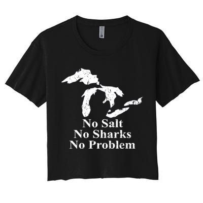 Michigan Great Lakes No Salt, No Sharks, No Problem Hoodie Crop Top