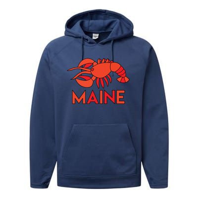 Maine Gift Lobster Stained Glass Lobster Performance Fleece Hoodie