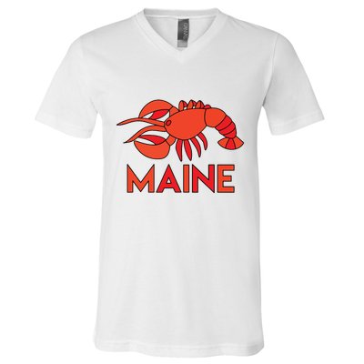 Maine Gift Lobster Stained Glass Lobster V-Neck T-Shirt