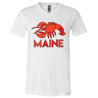 Maine Gift Lobster Stained Glass Lobster V-Neck T-Shirt