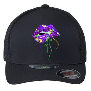 Mardi Gras Lip Beads Festive Flexfit Unipanel Trucker Cap