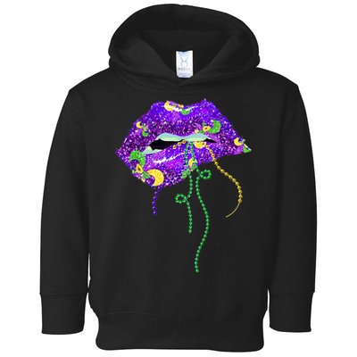 Mardi Gras Lip Beads Festive Toddler Hoodie
