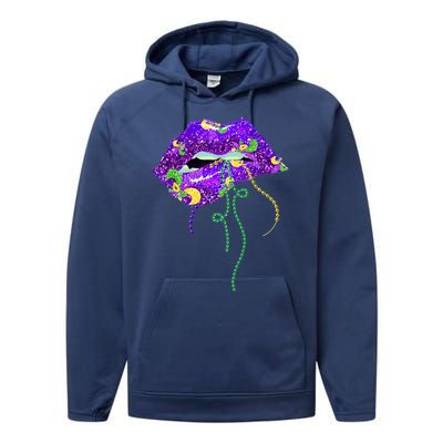 Mardi Gras Lip Beads Festive Performance Fleece Hoodie