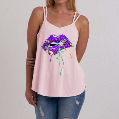 Mardi Gras Lip Beads Festive Women's Strappy Tank