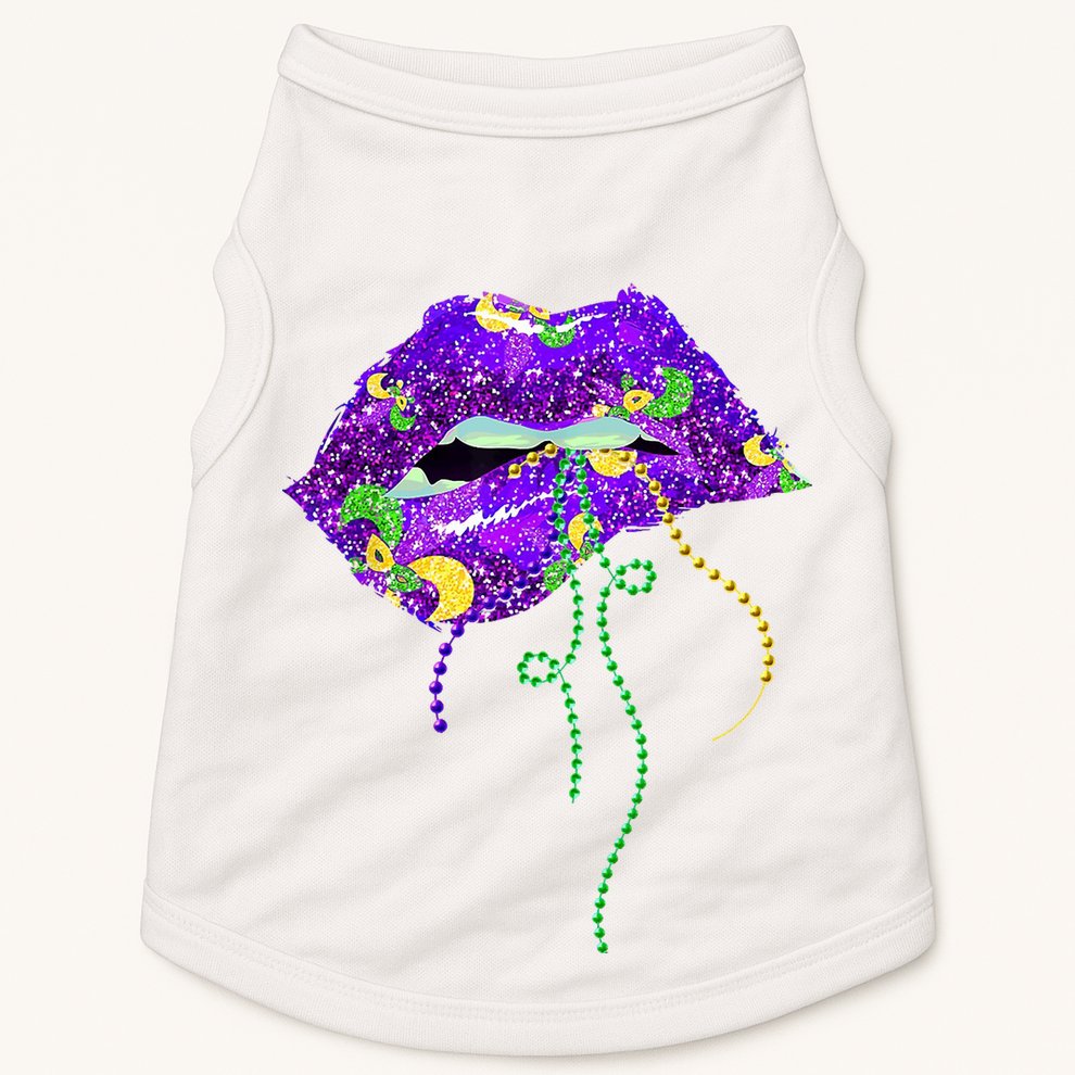Mardi Gras Lip Beads Festive Doggie Tank