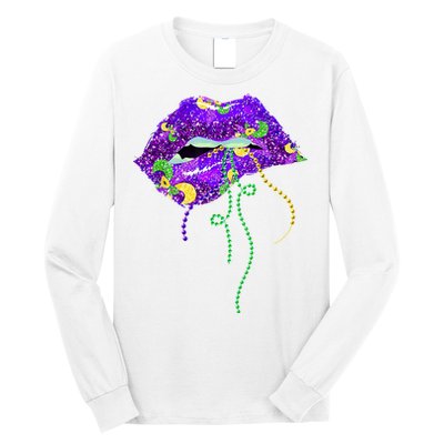 Mardi Gras Lip Beads Festive Long Sleeve Shirt
