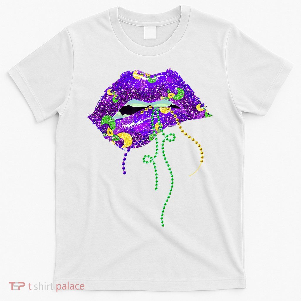 Mardi Gras Lip Beads Festive T-Shirt