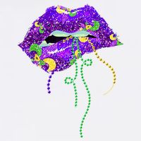 Mardi Gras Lip Beads Festive Beanie